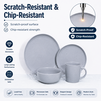 Service de vaisselle en céramique gris mat style nordique, en grès moucheté, compatible lave-vaisselle, assiettes, bols et tasses