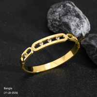 Bracelet ovale en acier inoxydable plaqué or 18 carats PVD, couleur électrolytique, diamant, style vintage, haut de gamme, polyvalent, par un fabricant de bijoux