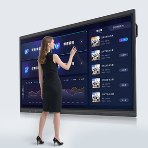 Tableau interactif intelligent pour l'éducation, écran de 75 pouces, 86 pouces, panneau plat interactif pour réunions, double système <span class=keywords><strong>d</strong></span>'exploitation, caméra IA, partage <span class=keywords><strong>d</strong></span>'écrans multiples - Product Image 1