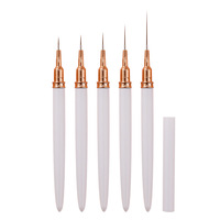 Offre Spéciale – Lot de 5 Pinceaux de Peinture Professionnels MJ Tech Art à Manche en Bois et Poils en Nylon pour Nail Art