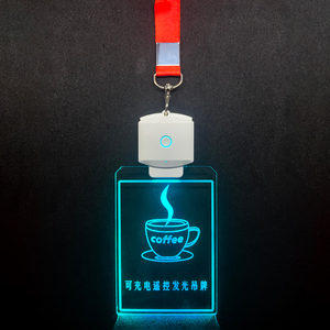 <span class=keywords><strong>Badge</strong></span> lumineux LED rechargeable personnalisé avec télécommande DMX 433M, en acrylique, pour décoration de fête, avec cordon - Product Image 5