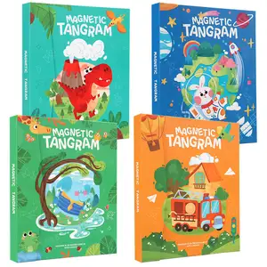 Montesori klasik Abs magnetik buku kertas Tangram Diy mainan Puzzle pembelajaran pendidikan alat bantu mengajar mainan untuk anak-anak laki-laki & perempuan