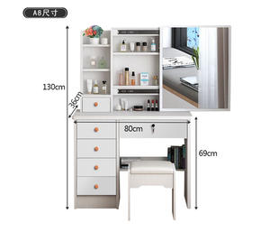 <span class=keywords><strong>Coiffeuse</strong></span> moderne en bois de style MDF <span class=keywords><strong>avec</strong></span> miroir à portes coulissantes éclairé et tiroirs pour meubles de chambre à coucher - Product Image 4