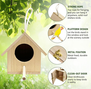 Casa para Pájaros <span class=keywords><strong>de</strong></span> <span class=keywords><strong>Madera</strong></span> Rectangular, Hecha a Mano, Decorativa para Jardín o Patio, para Robin, Periquito, Golondrina, Gorrión - Product Image 2