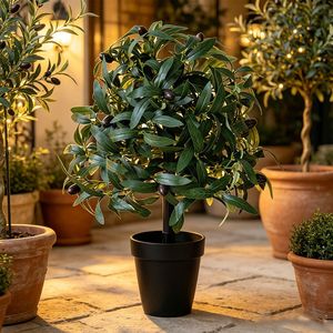 Bouquet de 50 cm de boules d'olives artificielles détachables avec pic de fixation au sol, aspect réaliste, couleur noire, pour la vente en gros - Product Image 1