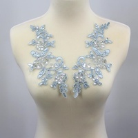 Applique en dentelle brodée de sequins, motif floral à coudre pour col de robe, idéal pour robe de mariée, artisanat DIY