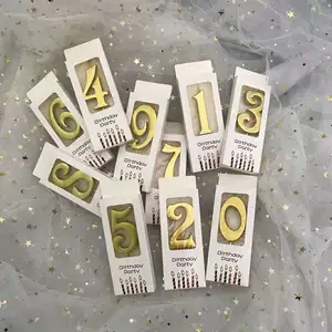 Kinderen Nummer Golden Kleurrijke Gelukkig Voor Cake Party Decoratie Benodigdheden Gift Set 1 Pack (6 Stuks) Verjaardag Kaarsen