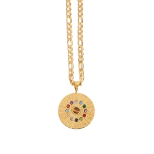 Collana con Ciondolo a Medaglione Zodiacale Placcato Oro 18K in Acciaio Inossidabile, Gioiello di Moda - Product Image 5