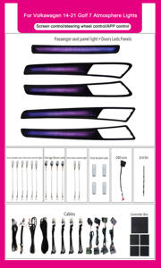 Éclairage intérieur automobile SJC pour Volkswagen <span class=keywords><strong>Golf</strong></span> <span class=keywords><strong>7</strong></span> MK7 2014-2021 LHD/RHD, kit d'éclairage ambiant LED dynamique 64 couleurs - Product Image 6