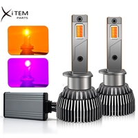 Phare de voiture 120W Ampoule LED bicolore rose jaune Feux antibrouillard H1 880 5202 PSX24W PSX26W H7 H11 9005 9006 Phare LED