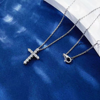 Modische 18K Weißgold Labor-Diamant Vielseitiger Kreuzanhänger Halsketten-Set Damen Feiner Schmuck Charm-Halsketten für Frauen