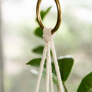 Leather planter hanging <b>basket</b> with mesh bag, hanging <b>basket</b> with rope, decorative potted <b>plants</b>, Bohemian style. - Product Image 4