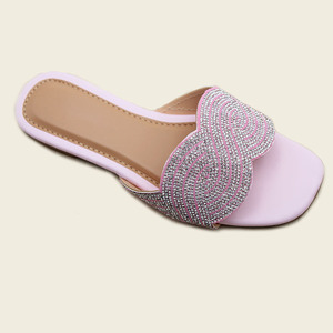 Summer Fashion <strong>Ladies</strong> Open-toe <strong>Flat</strong> <strong>Sandals</strong> Casual Breathable Rhinestone Wear Comfortable Hot Selling <strong>Ladies</strong> slippers - Product Image 2