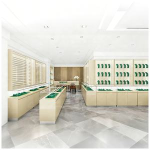 Vitrine de luxe pour bijoux, présentoir vert pour montres et bijoux, installation complète pour boutique de bijoux, images de design d'intérieur pour centres commerciaux - Product Image 1
