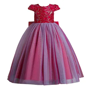 Длинное Сетчатое платье с вышивкой, для девочек, с цветами, для дня рождения, выпускного вечера, школы, танцев, шоу, бабочек