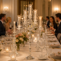 Magnifique candélabre en cristal de verre à 9 bras pour mariage, décoration d'intérieur, centre de table de mariage
