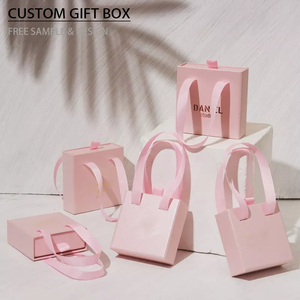 Wholesale Gold Stamping Logo Gift Cardboard Jewelry Box Luxury With <b>Foam</b> Insert Ribbon Handle Design Packaging Jewelry Box - Product Image 2
