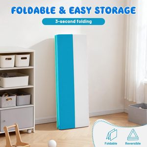 Tapete de Juego Plegable de Tres Pliegues de Cuero PU para Bebés, Tapete de Espuma para Gatear, Tapete de Gimnasio de 47.6x47.6 Pulgadas para Jugar Boca Abajo - Product Image 5