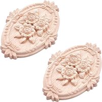 Appliques d'onlay en bois non peintes décalcomanie ovale artisanat central pour meubles de décoration intérieure plafond-artisanat en bois boîtes en bois signes muraux