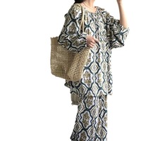 Piyama Wanita Musim Gugur Lengan Panjang Kerah Bulat Katun Sutra, Baju Tidur Manis Lucu Nyaman Desain Unik Serbaguna untuk Pakaian Rumah