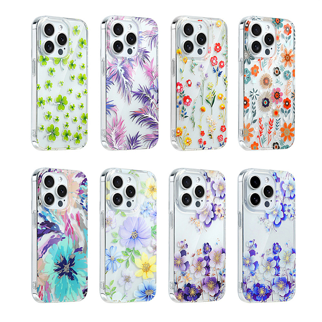 Soft TPU Custom Pattern Flower UV Printed Waterproof Shockproof Mobile Phone Case for 15 14 Pro Max