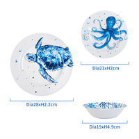 Assiette à dîner en mélamine pour enfants, motif pieuvre bleue, incassable, résistante au lave-vaisselle, qualité alimentaire, pour restaurant, personnalisable OEM Bestwares