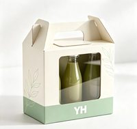 Maßgefertigte Umweltfreundliche Recycelbare Schwammgefütterte Papierflaschenträger-Box mit Fenster und Griff für Glasflaschen Geschenkverpackung Tragbare Lebensmittelverpackung