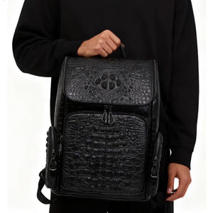 Luxury leather men's <b>backpack</b>, men's top layer cowhide crocodile pattern <b>backpack</b>, <b>large</b> capacity travel Bag Business briefcase - Product Image 1