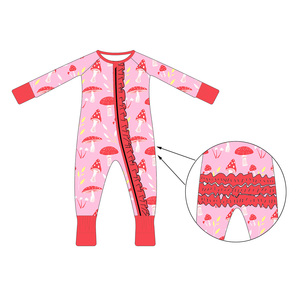 Çok Satan ve Yüksek Kaliteli Kişilikli Sade Butik Bambu Çocuklar İçin İki Yönlü Fermuarlı Dönüştürülebilir Bebek Tulum Pijama - Product Image 2