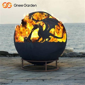 Corten Steel Outdoor Artistic Decorative <b>Fire</b> <b>Pit</b> Bowl Freestanding Warming Sphere for Patio for Firewood <b>Fire</b> <b>Pits</b> - Product Image 6