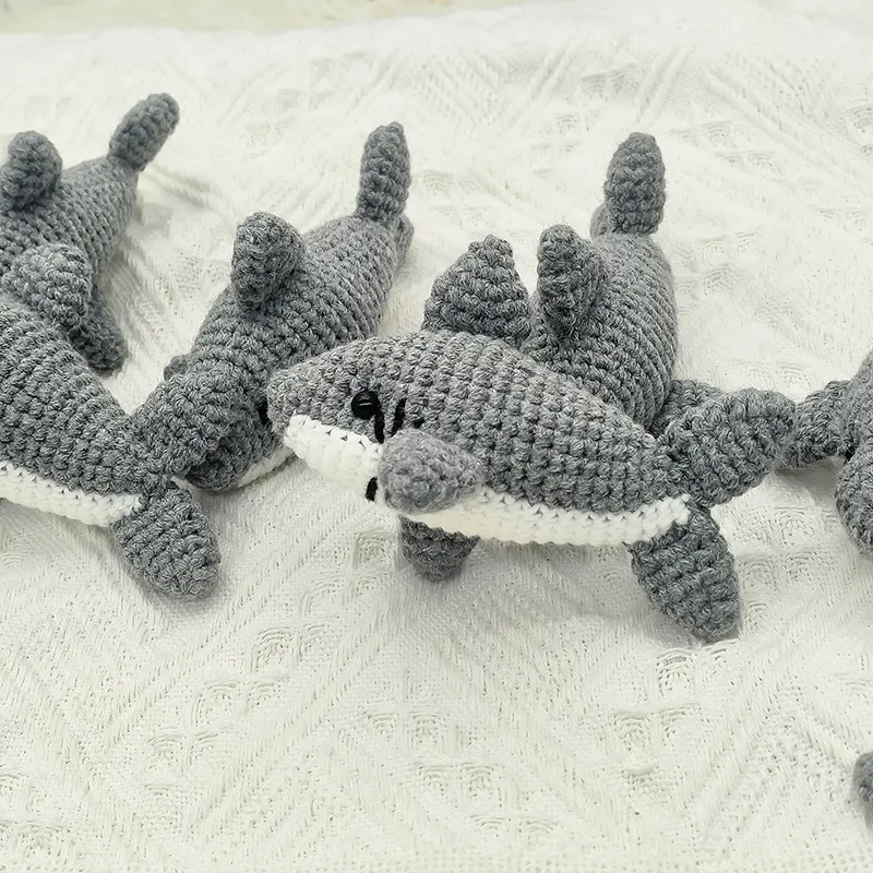 LLavero de tiburón hecho a mano con animales marinos de punto personalizado Mini juguetes de peluche colgante bolsa llavero