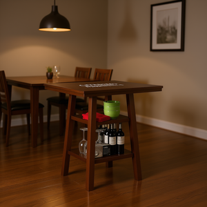 Tavolo Alto da Pranzo Orlando con 2 Ripiani, Design Moderno in Legno Rettangolare, Arredamento per la Casa - Product Image 2