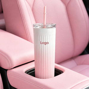 Bouteille isotherme de voyage pour voiture en acier inoxydable 316 de 510 ml, à rayures verticales dégradées, grande capacité, avec paille, OEM ODM 6-12 - Product Image 3