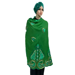 SE-519, мусульманский хиджаб 220*110 см, хлопковый шарф премиум-класса, материал, молитвенные шали, женские мусульманские вышитые хиджаб