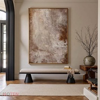 Toile d'art abstraite marron personnalisée, texture neutre, style Wabi-Sabi, pour hôtels, peinture à l'huile, vente en gros