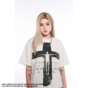 Camiseta de Moda con Bordado de Cruz Abstracta de la Cultura Gobia para <span class=keywords><strong>Hombre</strong></span> <span class=keywords><strong>y</strong></span> <span class=keywords><strong>Mujer</strong></span> - Camiseta Waffle de Alta Calidad - Product Image 3