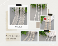 Garniture en dentelle au crochet en fil de coton fantaisie pour vêtements, accessoires de garniture en dentelle au crochet pour rideaux textiles