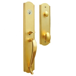 Ensemble de serrures et poignées de porte en cuivre moleté de luxe, style européen, pour villa, avec serrure de porte principale en bois sculptée, très prisée - Product Image 4