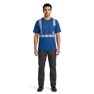 T-shirt de travail haute visibilité pour hommes et garçons, 100% coton, tissu personnalisable, manches courtes, séchage rapide, logo personnalisé - Product Image 1