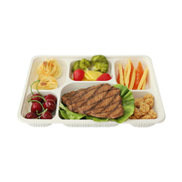 Plateaux jetables en amidon de maïs pour la restauration rapide, assiettes et barquettes de fête