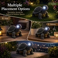 Lampe de jardin en résine durable au design unique avec yeux lumineux, panneaux solaires intégrés, décoration de jardin en forme de tortue, alimentée par l'énergie solaire