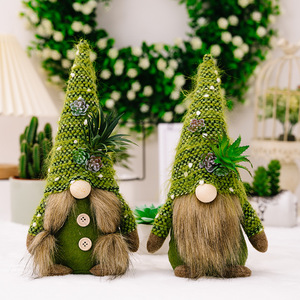 Nuevos Adornos de Muñecos Sin Rostro de Suculentas Tejidas 2026, Muñecos Gnomo de Suculentas Verdes Rudolph - Product Image 4