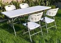 XY-Best Portable Pliant Carré Table À Manger En Plein Air En Métal Banquet Jardin Pique-Nique Chaises pour Événements