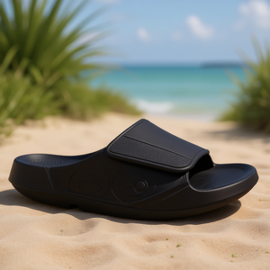 OOFOS OOahh Sandali Sportivi Flessibili Unisex con Punta Aperta, Nero Opaco, Lavabili in Lavatrice - Product Image 3