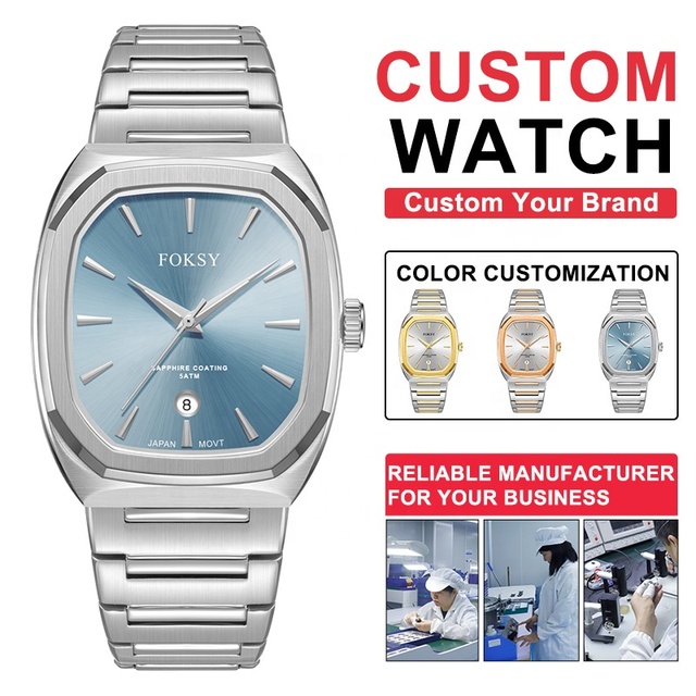 Custom With Logo Branding  Luxury Men's Watch Fashionable Trendy Stainless Steel Business Watch Quartz Movement Waterproof Watch