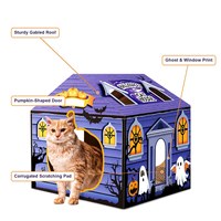 Griffoir pour chat en carton pour Halloween, motif citrouille, fantôme, chauve-souris, taille compacte, pour chats d'intérieur, vente en gros