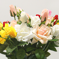 Fleurs artificielles en gros, roses à 3 têtes, toucher réel, hydratantes, pour Noël, mariage, Saint-Valentin, fête, décoration de jardin