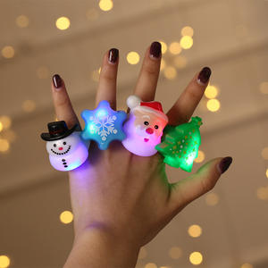 Kerst Klein Cadeau Prom Party Vinger Licht Gloeiend Speelgoed Oude Man Sneeuwvlok Kerstboom Sneeuwpop Ring - Product Image 1
