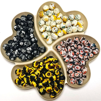 Nouveau Design 2022 Perles de Dentition Rondes en Silicone 15mm Motif Léopard Qualité Alimentaire pour Porte-clés Bracelet