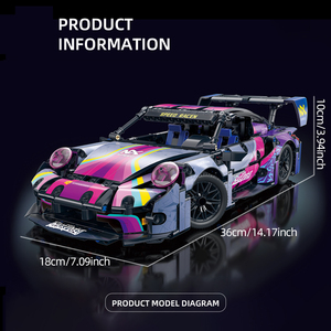 Kit de modèle de supercar en blocs de construction RC 1:14 - Jouet d'assemblage de <span class=keywords><strong>voiture</strong></span> de course pour enfants, ensemble de petites briques DIY, cadeau pour enfants - Product Image 5